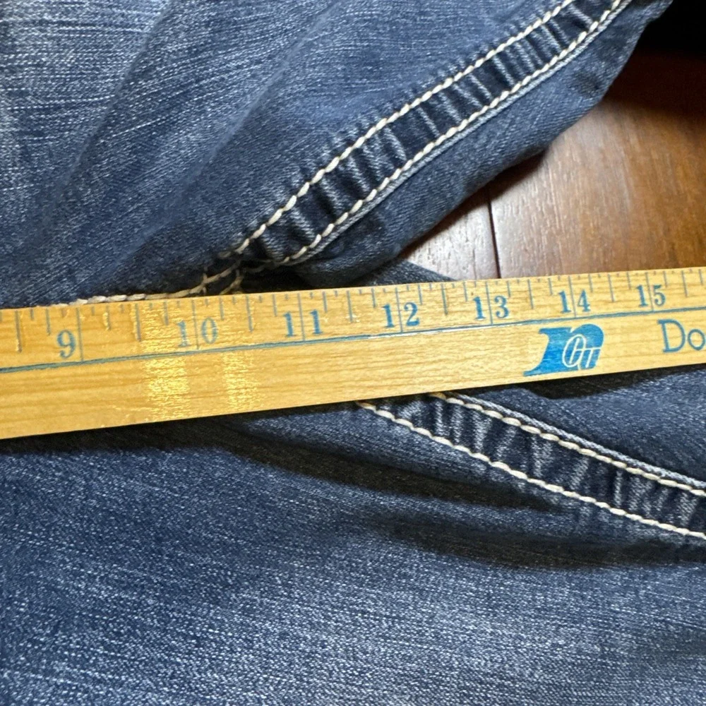 Maurices‎ Jeans 7/8 Bootcut Blue Embroidered Pockets Stretch Mid Rise Y2K - Picture 5 of 7